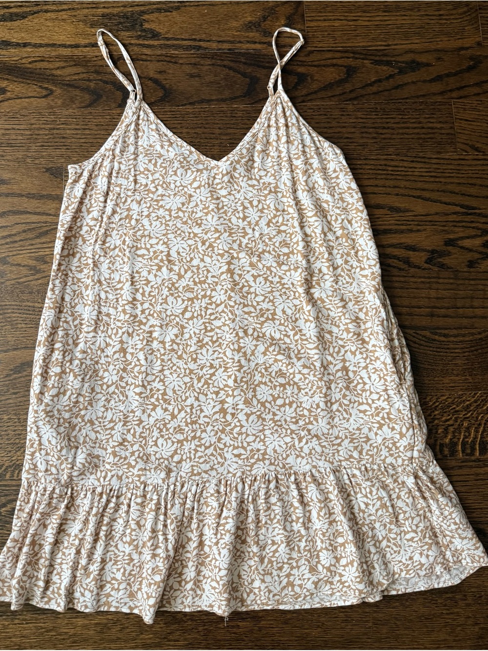 American Eagle Outfitters Tan and Cream Floral Cami Mini Dress